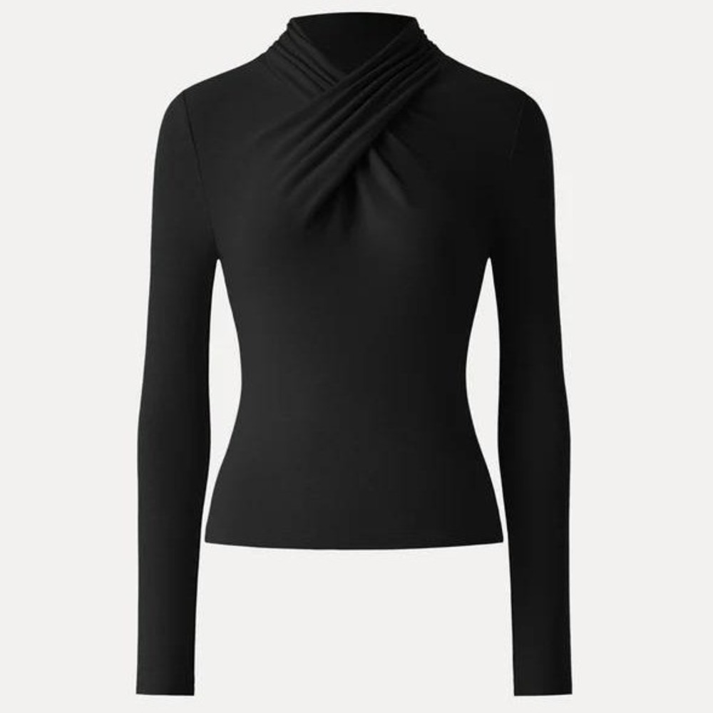 NEW OGL ProWarm Twisted Mockneck Long Sleeve Top Size M Black Cozy Soft READ